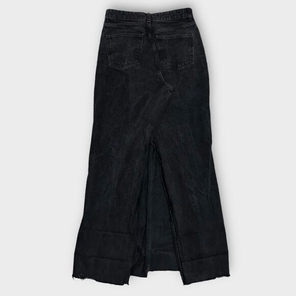 Custom Reworked Zara Black Denim Jean Maxi Skirt With Slit Raw Hem Maxi Skirt - Picture 6 of 12